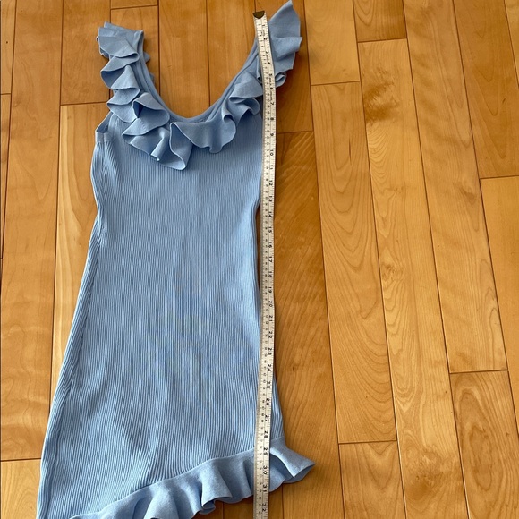 Size M.    Light Blue Ruffled Mini Dress - Picture 6 of 8